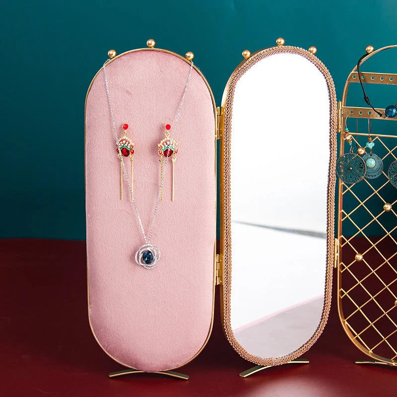 Premium foldable jewellery organiser box made of iron, flannel, and sponge for earrings, necklaces, and more