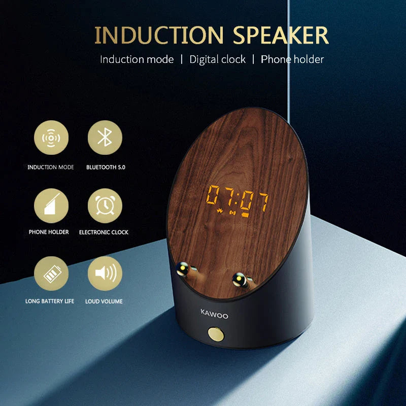 Innovative induction speaker with integrated alarm clock - wireless music experience with premium sound quality