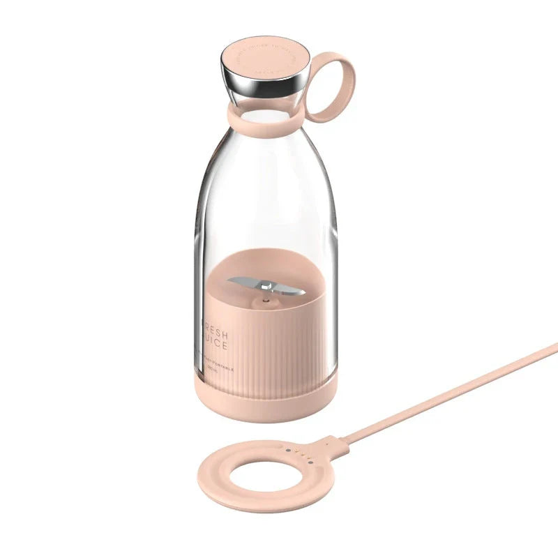 Powerful USB rechargeable smoothie blender with stainless steel blades, compact portable design, and one-touch operation