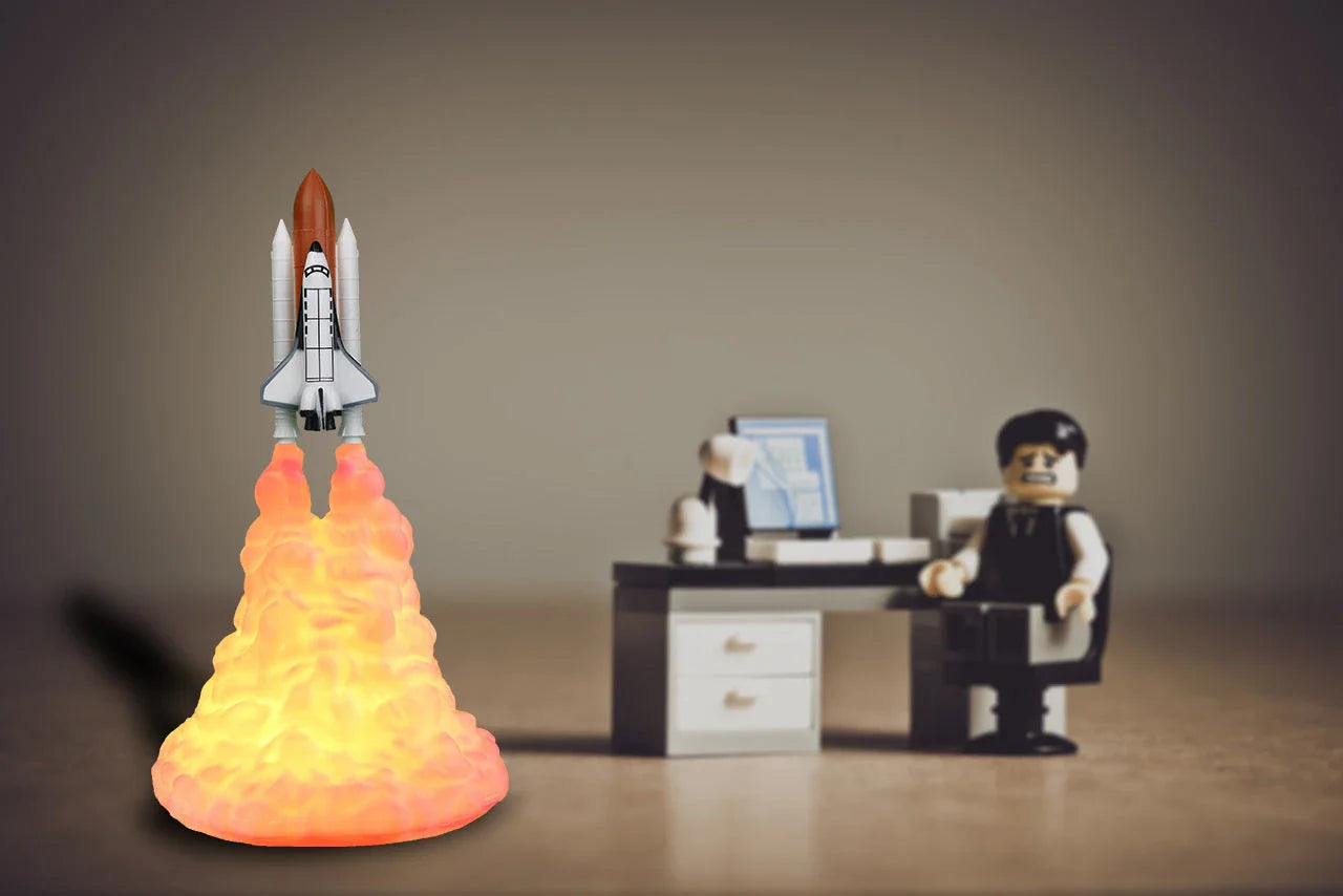 3D printed rocket night light with adjustable brightness settings, creating a captivating ambience in any space