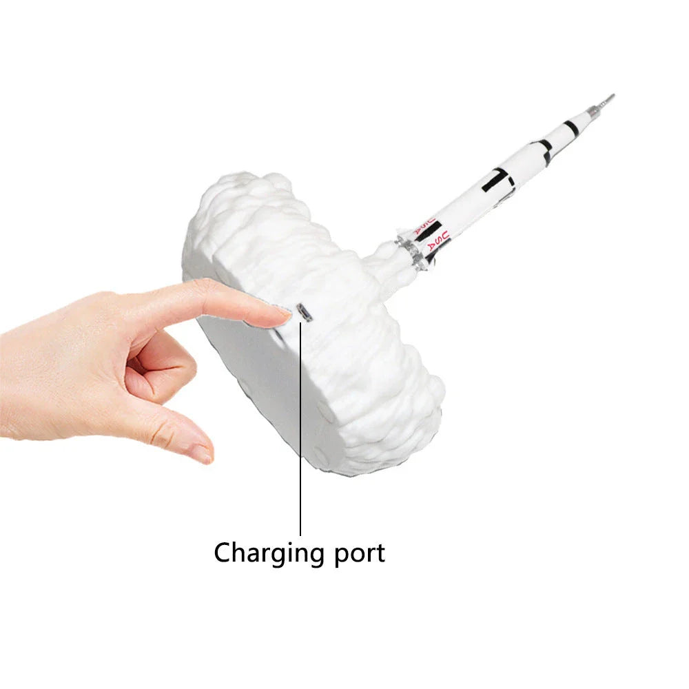 3D printed rocket night light with adjustable brightness settings, creating a captivating ambience in any space