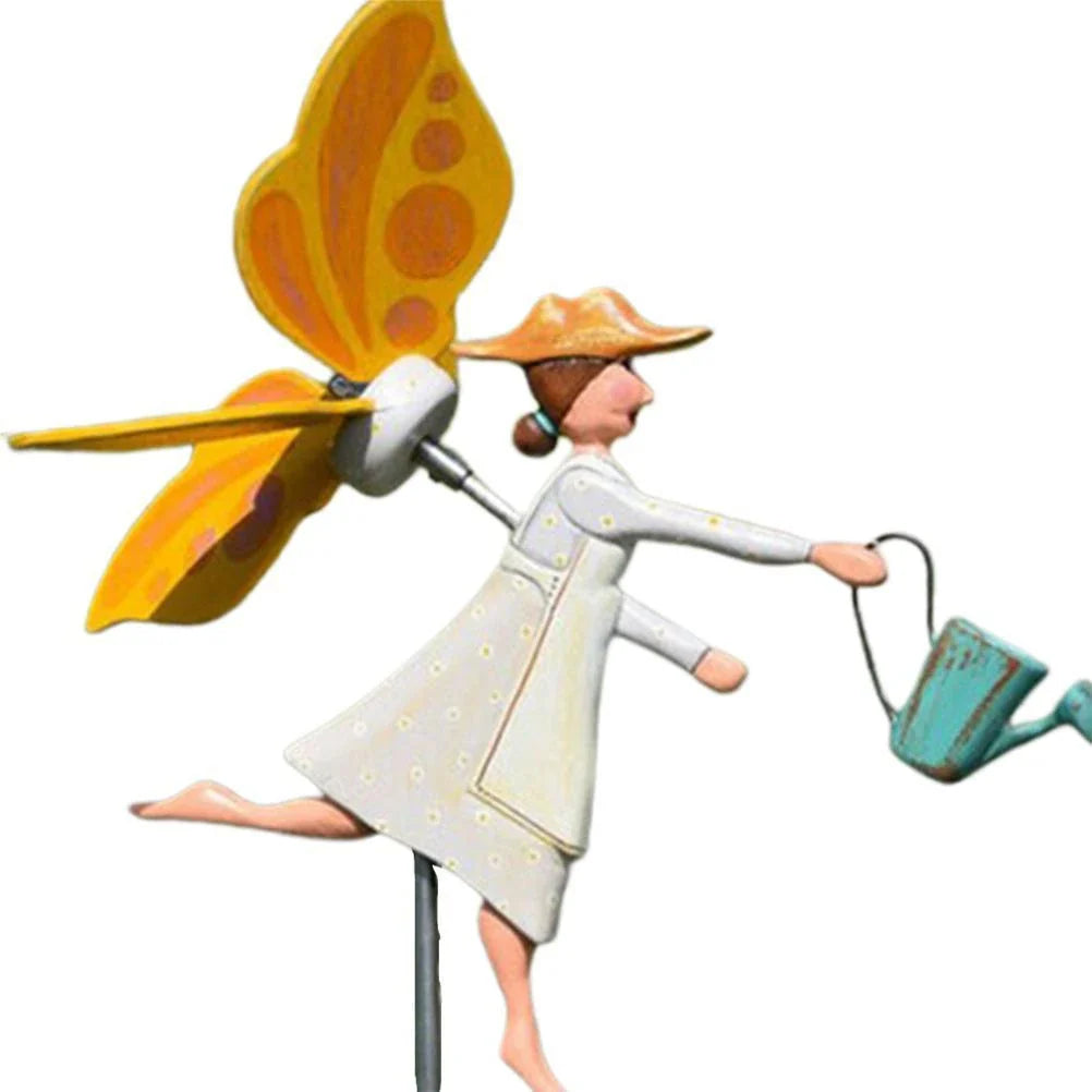Charming clown garden windmill decoration with stainless steel column and vibrant, long-lasting colors