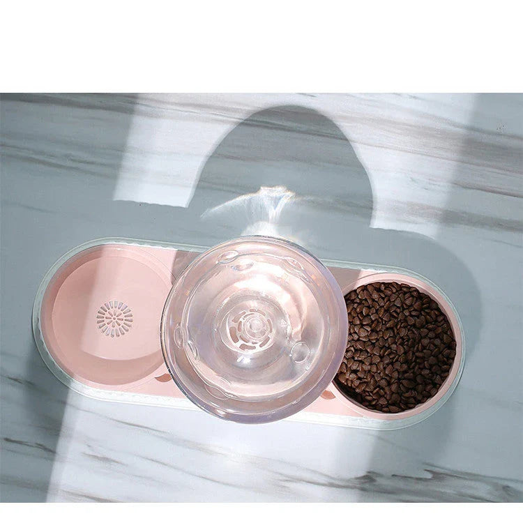 Premium automatic pet water dispenser with integrated food storage, non-toxic materials, and large 2.8L capacity for hassle-free hydration