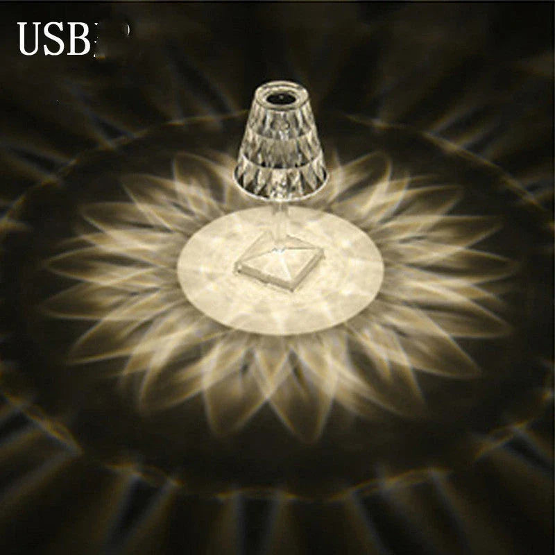 Elegant acrylic desk lamp with mesmerising prismatic lighting effects, perfect for enhancing the ambiance in any room.