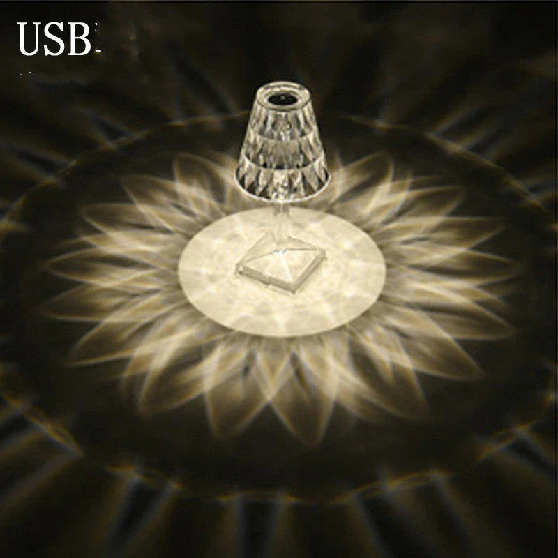 Elegant acrylic desk lamp with mesmerising prismatic lighting effects, perfect for enhancing the ambiance in any room.