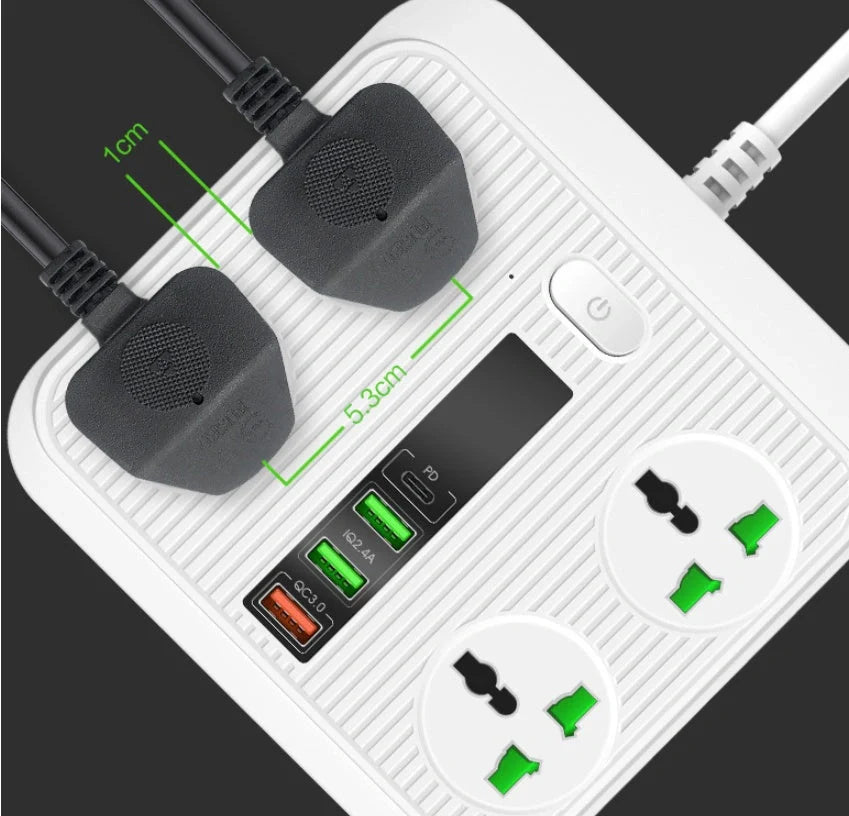 Smart Socket with TypeC PD 40W QC3.0 Fast Charging and 4 Power Sockets