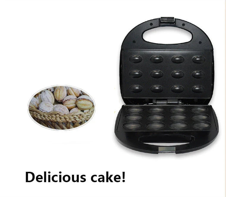 Compact and efficient mini nut sandwich maker with double-sided heating tray, Teflon nonstick coating, and advanced temperature control for hassle-free baking