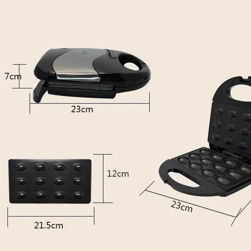 Compact and efficient mini nut sandwich maker with double-sided heating tray, Teflon nonstick coating, and advanced temperature control for hassle-free baking
