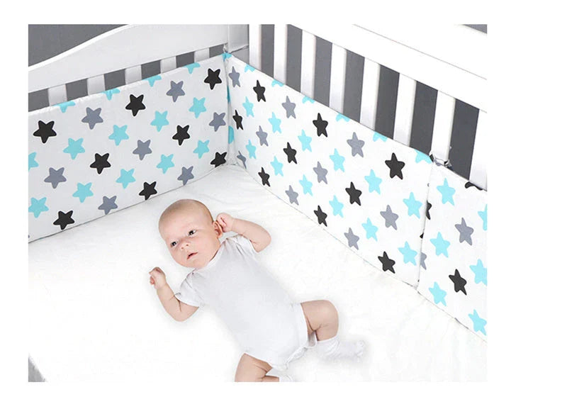 Premium cotton muslin crib bumper with four-piece design for comprehensive baby protection