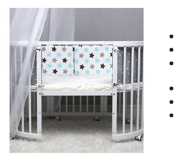 Premium cotton muslin crib bumper with four-piece design for comprehensive baby protection