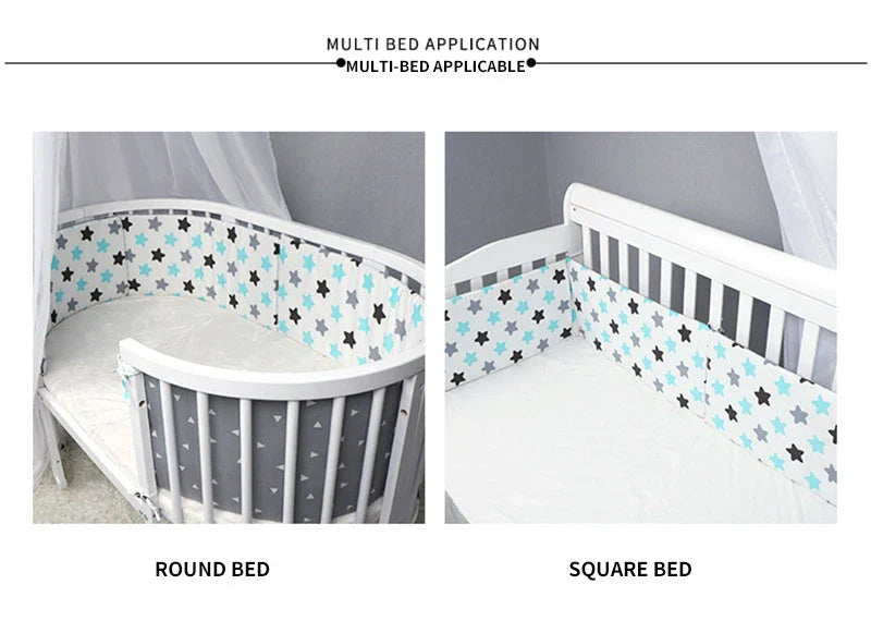 Premium cotton muslin crib bumper with four-piece design for comprehensive baby protection