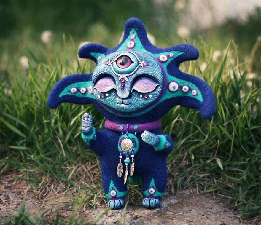 Enchanting handcrafted elf garden statue made of high-quality resin, featuring vivid colors and intricate details that bring a mythical creature to life in your outdoor oasis