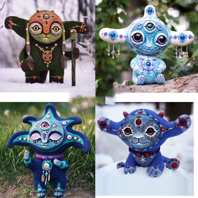 Enchanting handcrafted elf garden statue made of high-quality resin, featuring vivid colors and intricate details that bring a mythical creature to life in your outdoor oasis