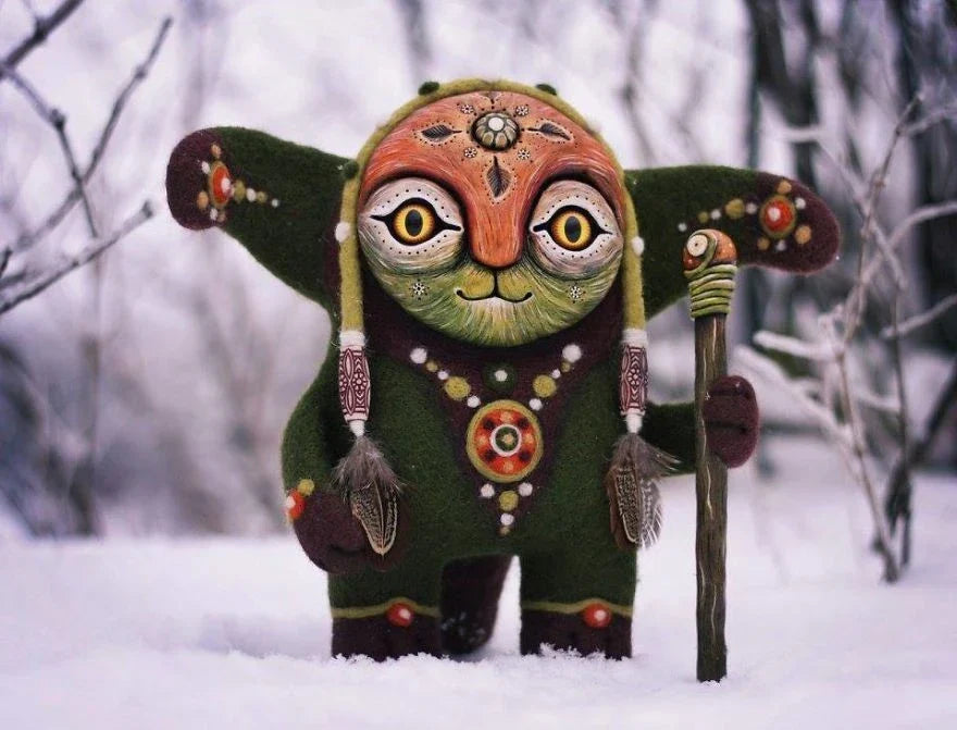 Enchanting handcrafted elf garden statue made of high-quality resin, featuring vivid colors and intricate details that bring a mythical creature to life in your outdoor oasis