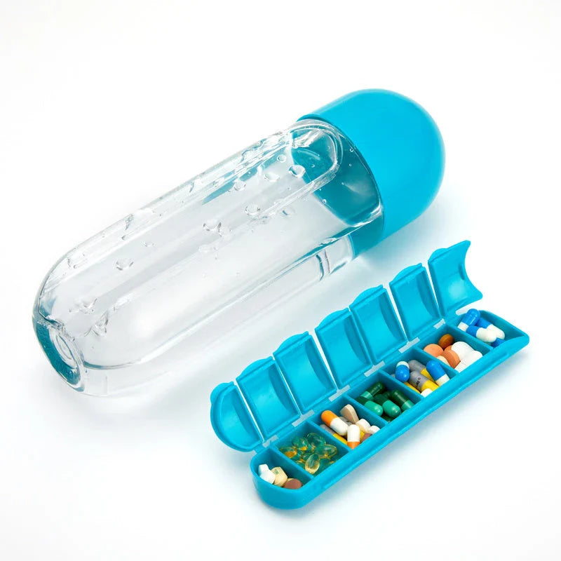 Portable Hydration Bottle with Medication Organizer - Stay Hydrated and Organized on the Go