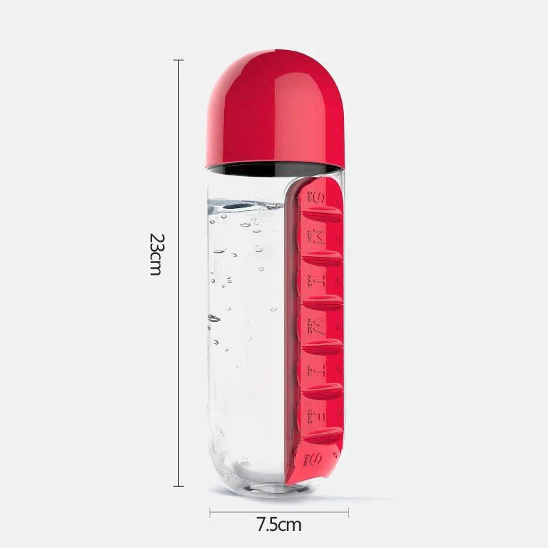 Portable Hydration Bottle with Medication Organizer - Stay Hydrated and Organized on the Go