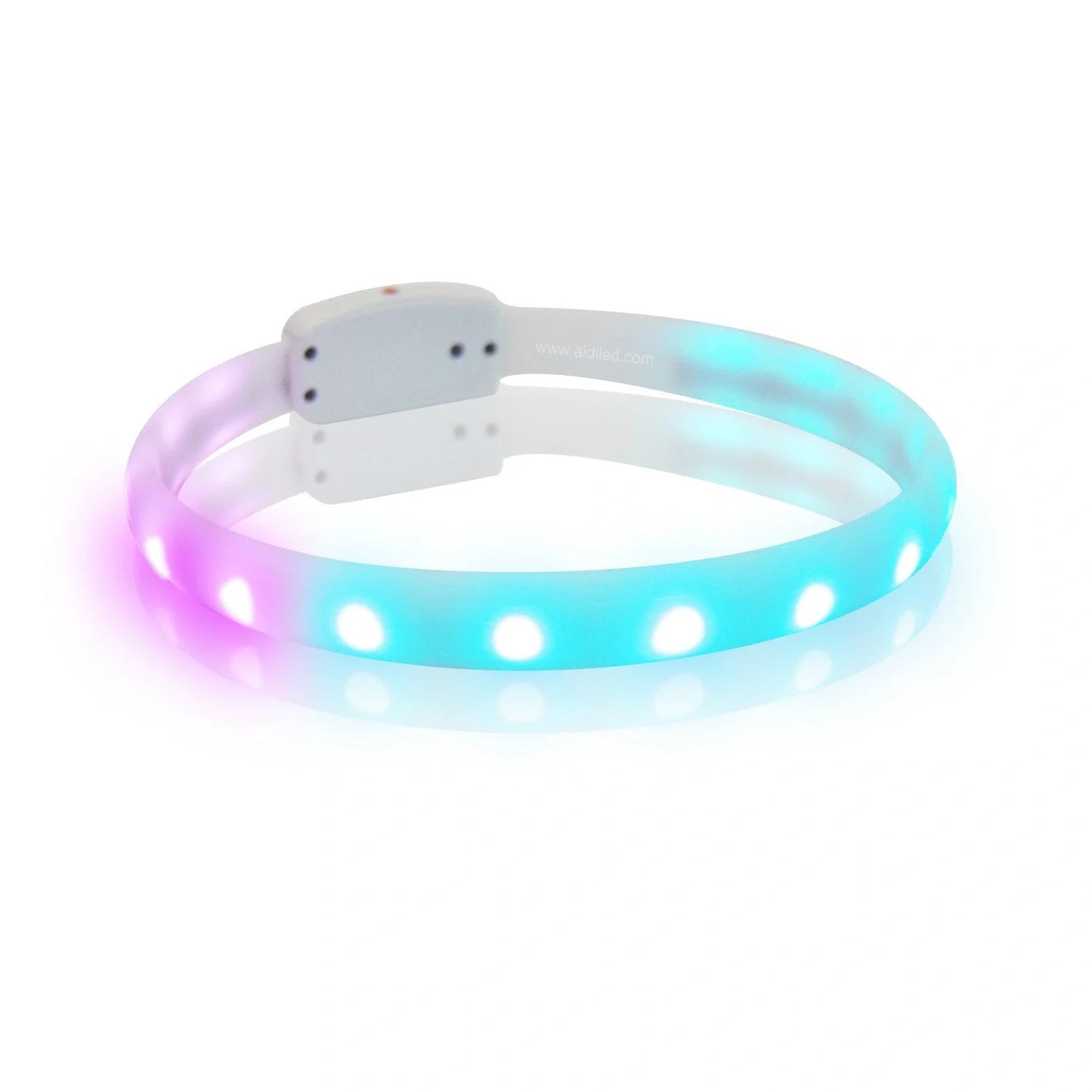 USB rechargeable flash collar for dogs with adjustable silicone necklace in white