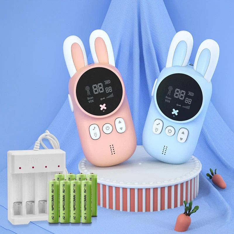 Kids' bunny design walkie talkies in bright colours for safe, fun communication