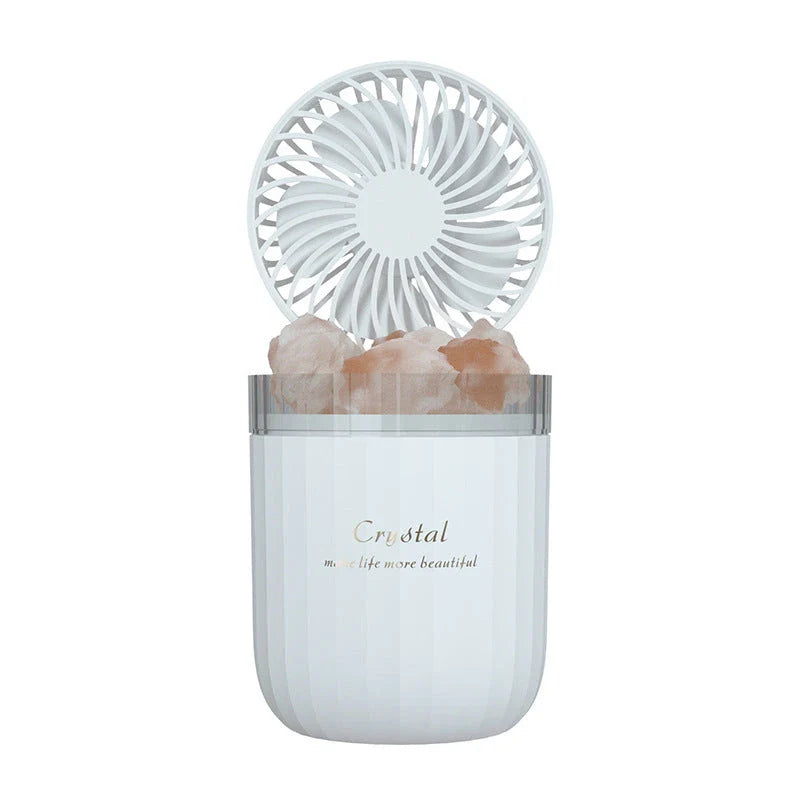 Soothing Aromatherapy Humidifier with Crystal Porous Structure, Ambient Light, and Adjustable Airflow for Refreshing Fragrance and Cooling Comfort