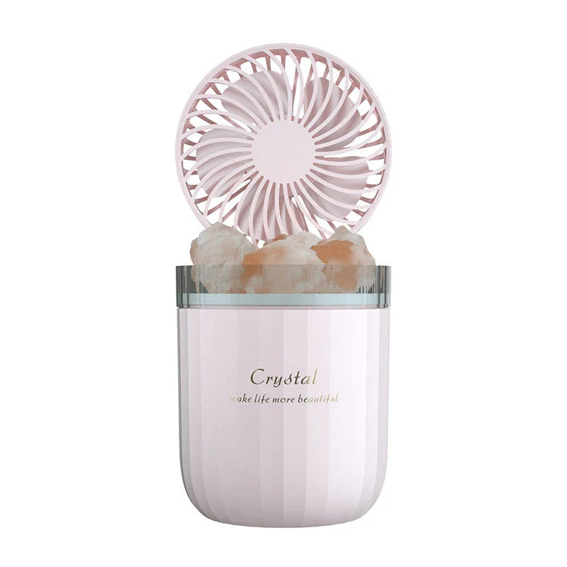 Soothing Aromatherapy Humidifier with Crystal Porous Structure, Ambient Light, and Adjustable Airflow for Refreshing Fragrance and Cooling Comfort