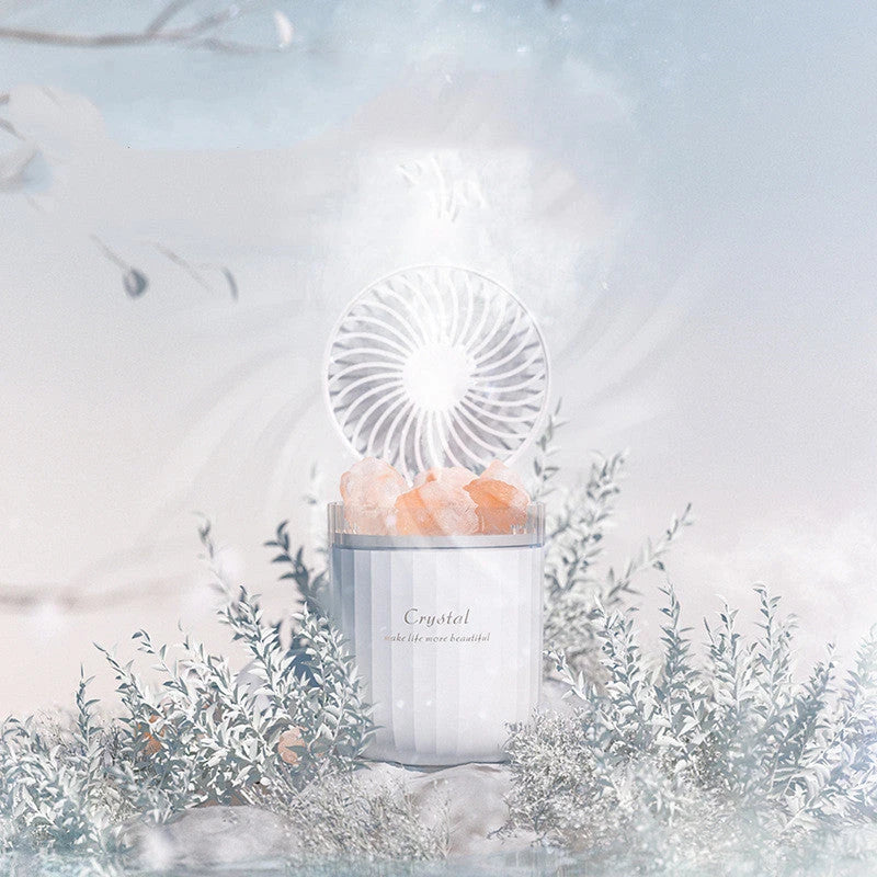 Soothing Aromatherapy Humidifier with Crystal Porous Structure, Ambient Light, and Adjustable Airflow for Refreshing Fragrance and Cooling Comfort