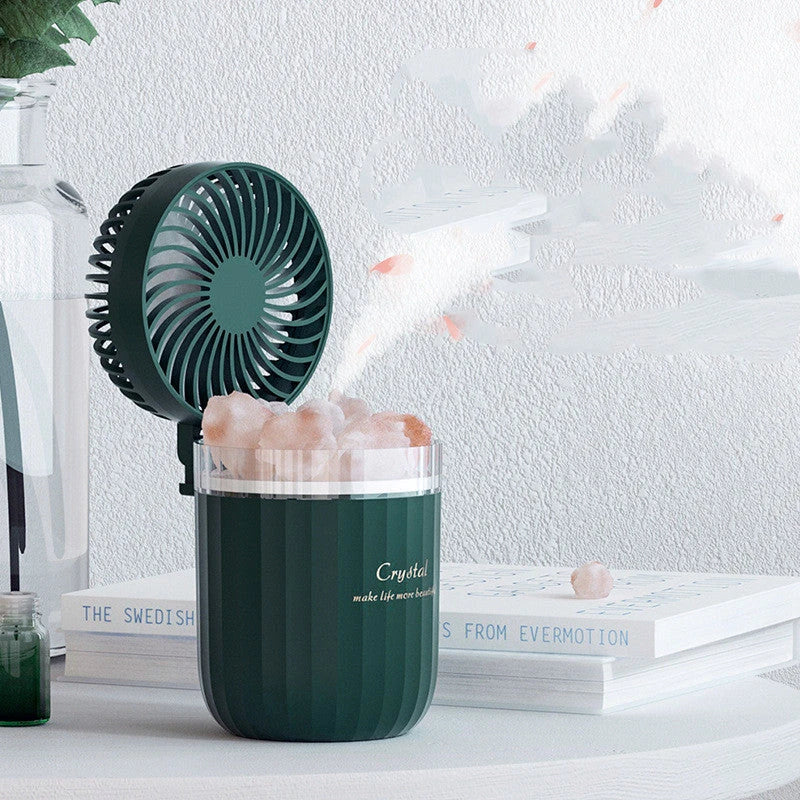 Soothing Aromatherapy Humidifier with Crystal Porous Structure, Ambient Light, and Adjustable Airflow for Refreshing Fragrance and Cooling Comfort