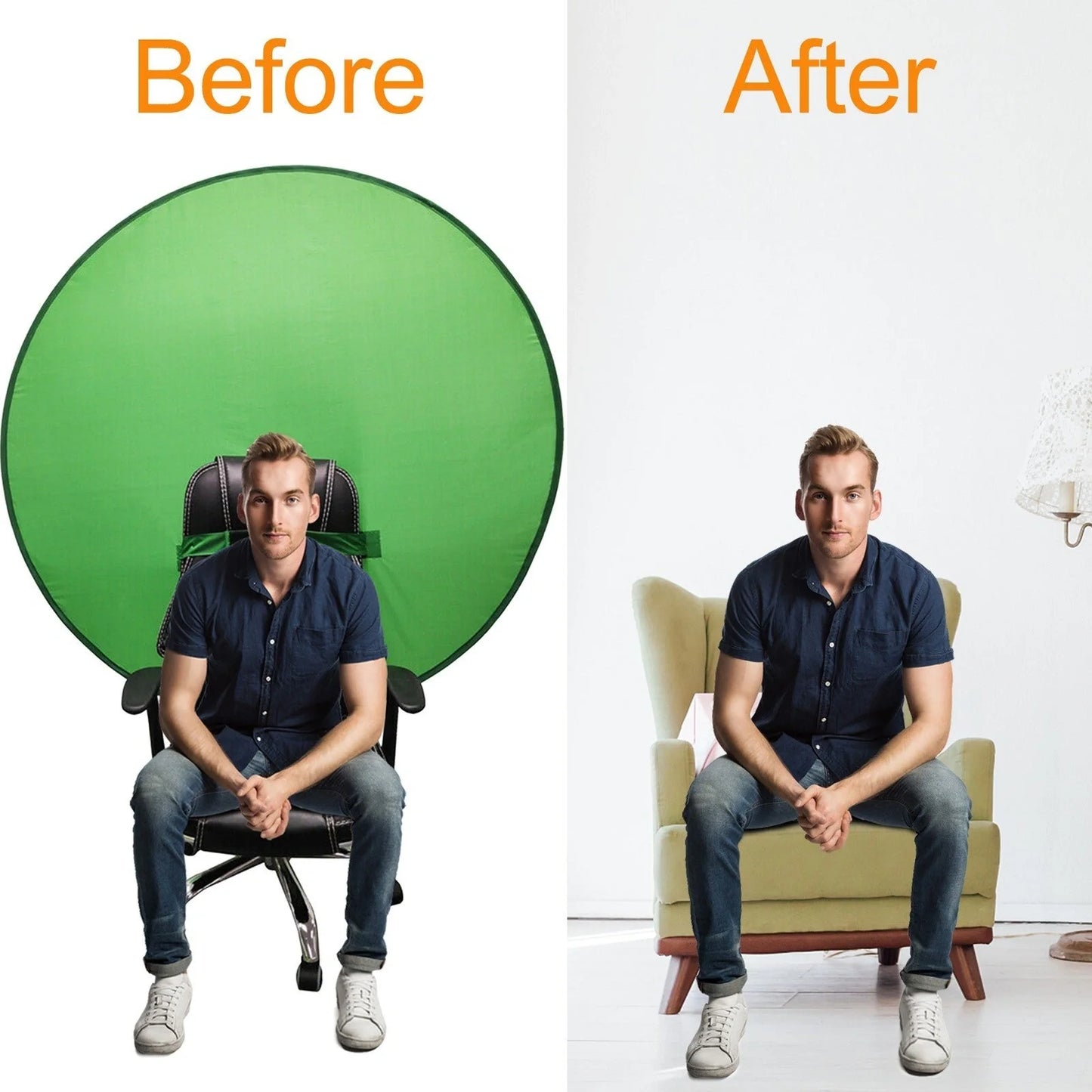 Green screen background board for photography with foldable design and steel spring frame