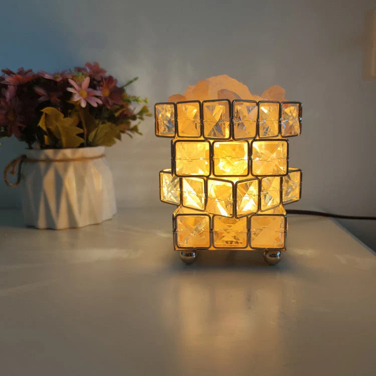 Elegant crystal bedside lamp with warm mood lighting, natural air purification, and versatile design