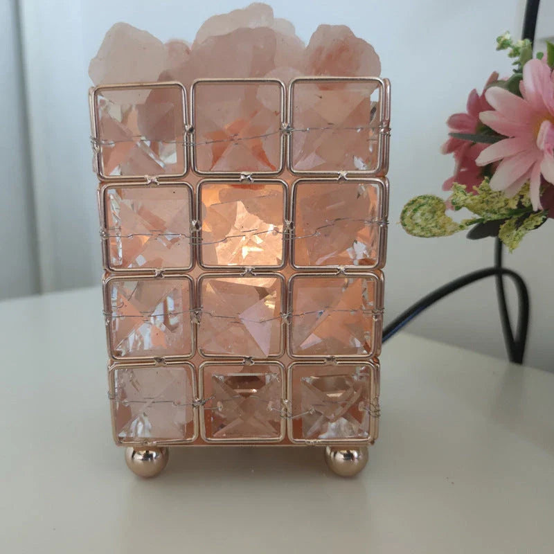 Elegant crystal bedside lamp with warm mood lighting, natural air purification, and versatile design