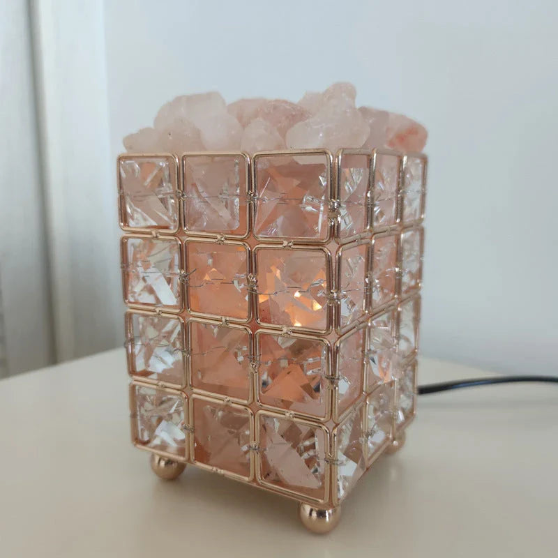 Elegant crystal bedside lamp with warm mood lighting, natural air purification, and versatile design