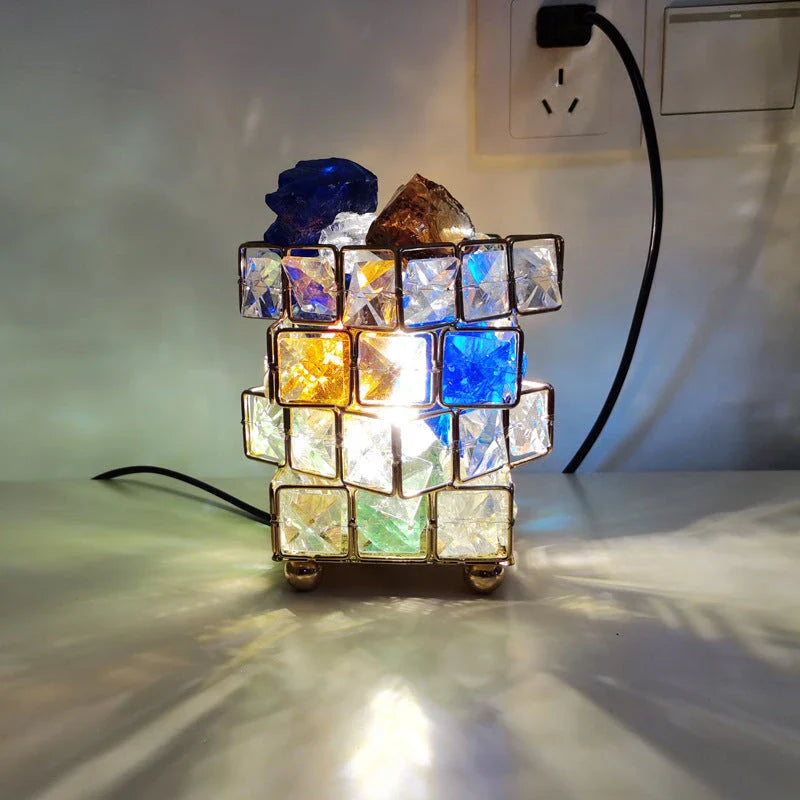 Elegant crystal bedside lamp with warm mood lighting, natural air purification, and versatile design