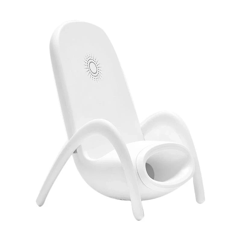 Premium wireless charging station with stylish phone stand in white and black colours