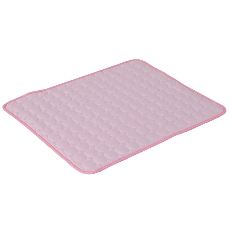 Pet Summer Portable Ice Silk Cooling Pad in various colors and sizes