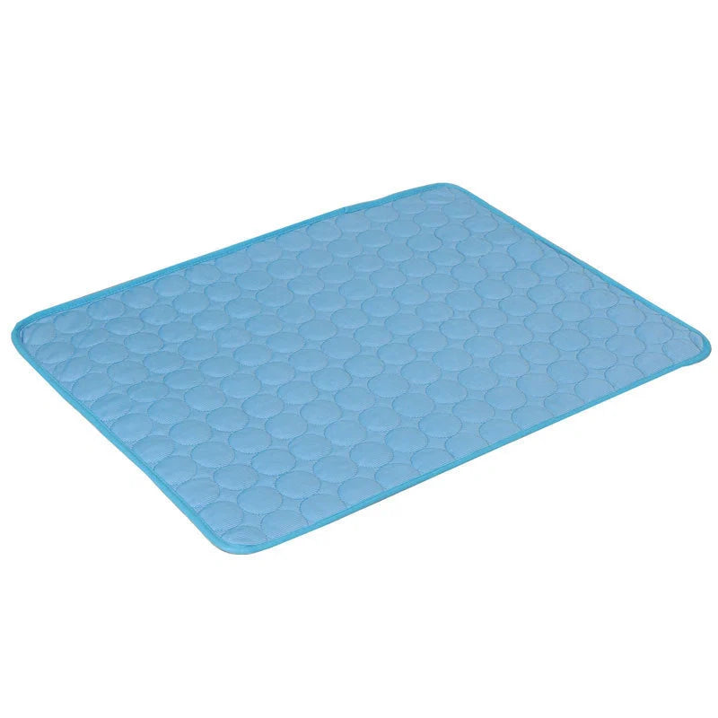 Pet Summer Portable Ice Silk Cooling Pad in various colors and sizes