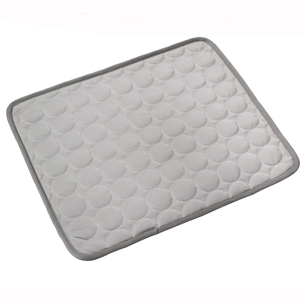 Pet Summer Portable Ice Silk Cooling Pad in various colors and sizes