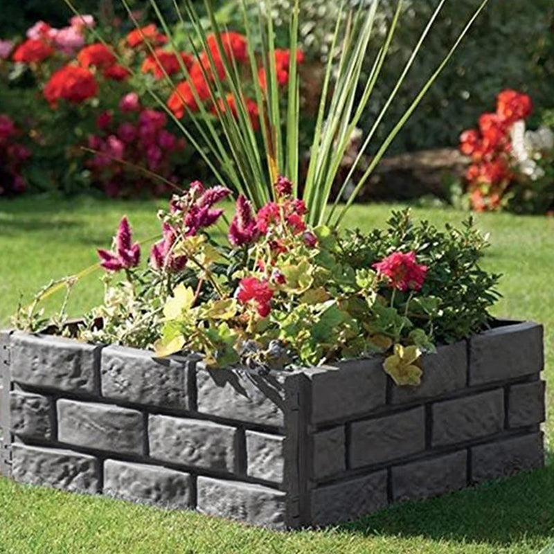 GiftHomen UK Rectangular Plastic Garden Fence with Imitation Stone Effect
