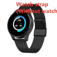 Stylish circular smartwatch with premium materials and advanced health and fitness tracking features