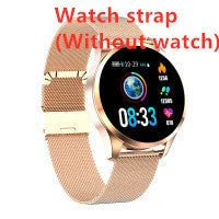 Stylish circular smartwatch with premium materials and advanced health and fitness tracking features