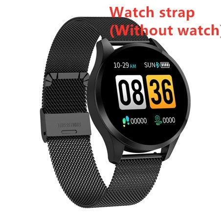 Stylish circular smartwatch with premium materials and advanced health and fitness tracking features