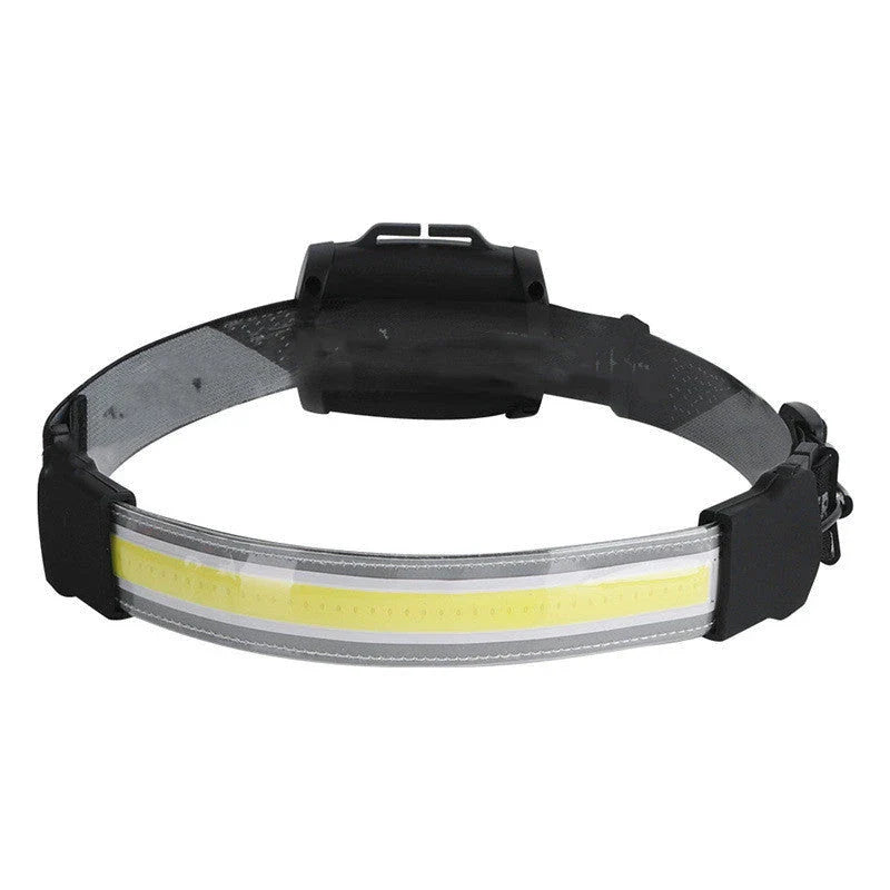 Powerful COB LED headlamp with 3 lighting modes, adjustable headband, and rechargeable battery