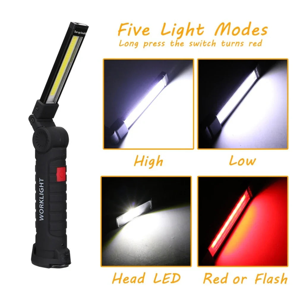 Powerful COB LED Torch with Magnetic Mount and Hanging Hook for Versatile Hands-Free Lighting
