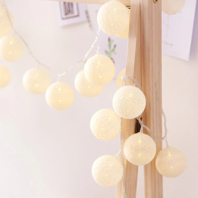 Charming cotton thread ball LED lantern lights with warm, twinkling illumination for cosy home decor