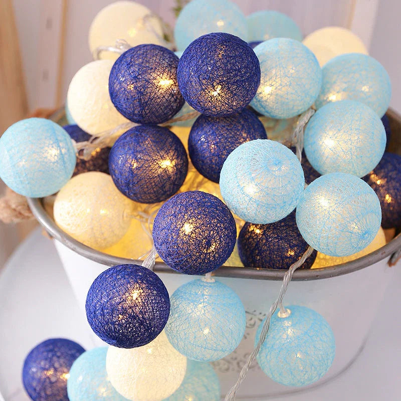 Charming cotton thread ball LED lantern lights with warm, twinkling illumination for cosy home decor
