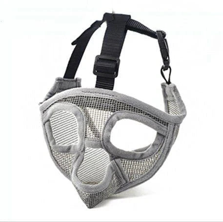 Adjustable breathable dog muzzle in various colours and sizes for flat-faced breeds like French Bulldogs