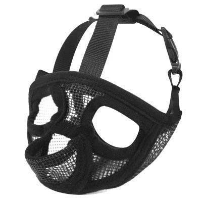 Adjustable breathable dog muzzle in various colours and sizes for flat-faced breeds like French Bulldogs