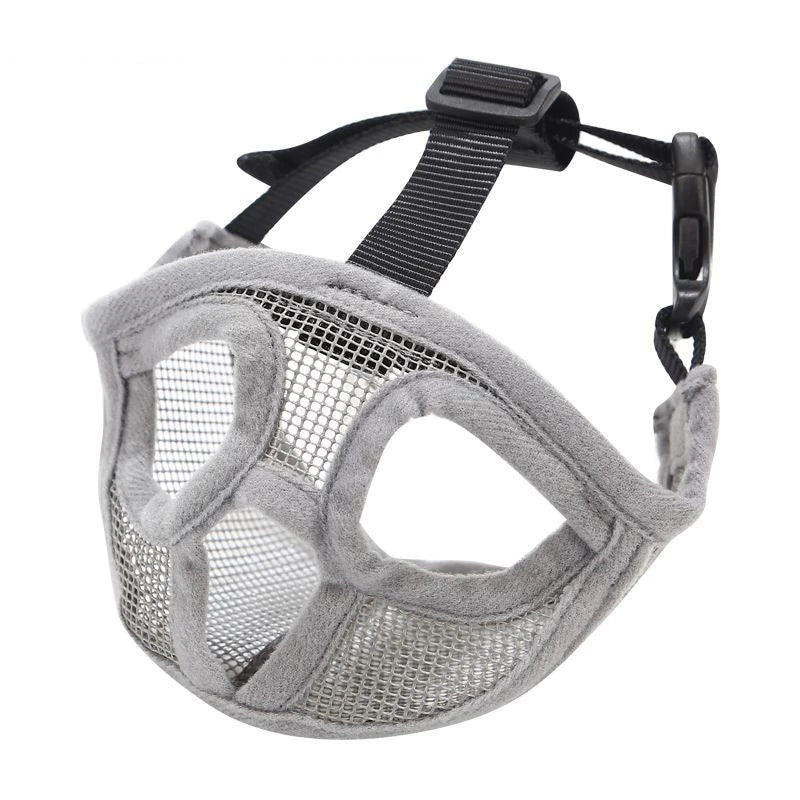 Adjustable breathable dog muzzle in various colours and sizes for flat-faced breeds like French Bulldogs