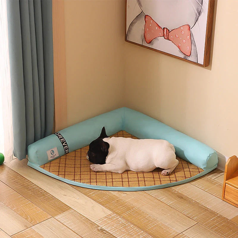 Cooling Pet Bed made of high-quality faux suede and polypropylene cotton, offering breathable comfort and soft support for cats and dogs.