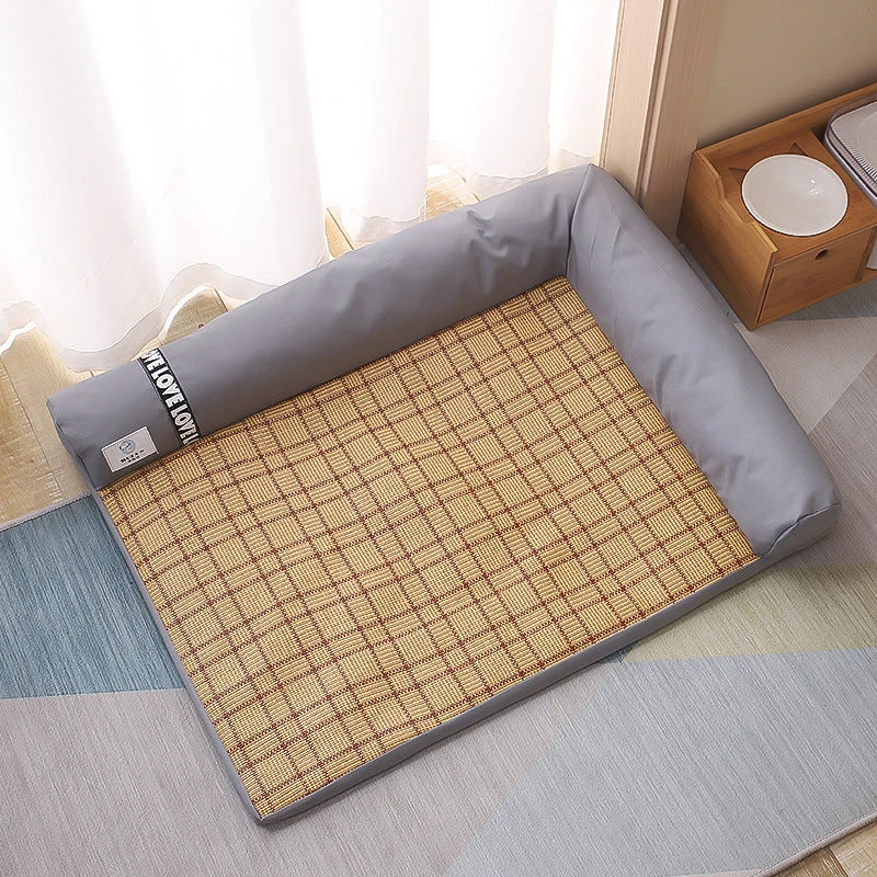 Cooling Pet Bed made of high-quality faux suede and polypropylene cotton, offering breathable comfort and soft support for cats and dogs.