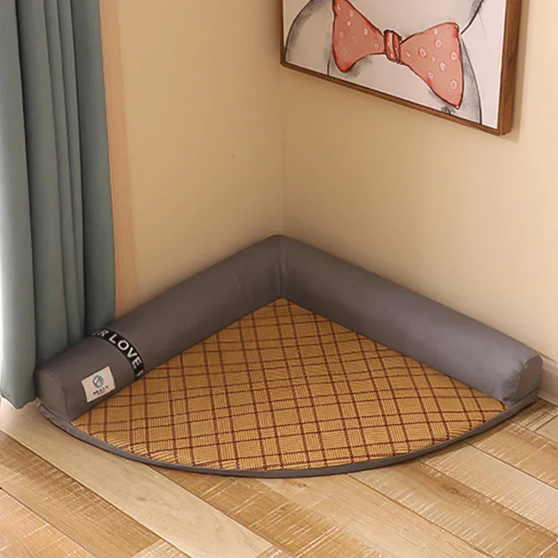 Cooling Pet Bed made of high-quality faux suede and polypropylene cotton, offering breathable comfort and soft support for cats and dogs.