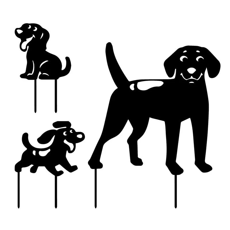 Durable acrylic dog silhouette garden stakes for lawn decoration